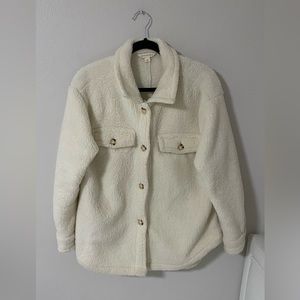 Abercrombie & Fitch Cream Sherpa Shacket